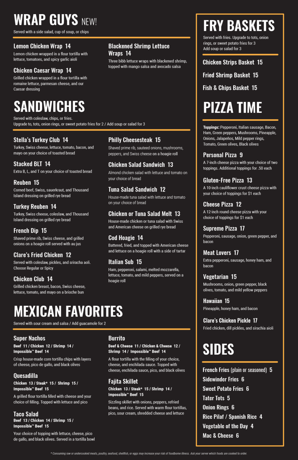 Our Menu - Stella's Black Dog Tavern - Plymouth, Michigan